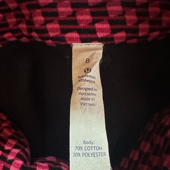 Lululemon Athletica Pink Black Checks Sweater Jacket Size 8 Cotton Polyester - Picture 2 of 8